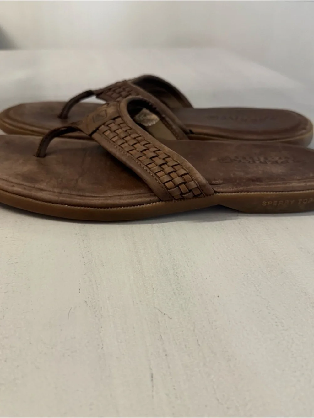 Sperry Top Sider Men’s Brown Leather Slip-On Sandals Sz 13M GUC